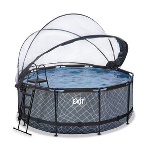 EXIT Stone pool with dome and sand filter pump - grey