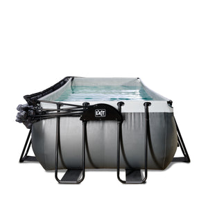 EXIT Black Leather pool 540x250x122cm with dome and sand filter and heat pump - black