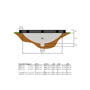 EXIT Elegant Premium ground trampoline 214x366cm with Deluxe safety net