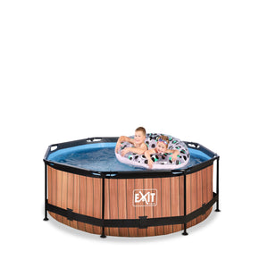 EXIT Wood pool ø244x76cm, ø300x76cm, ø360x76cm with filter pump - brown