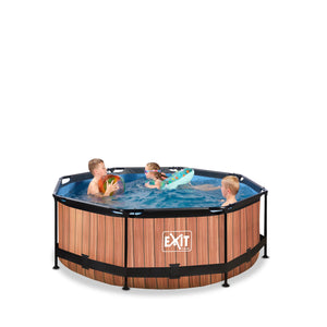 EXIT Wood pool ø244x76cm, ø300x76cm, ø360x76cm with filter pump - brown