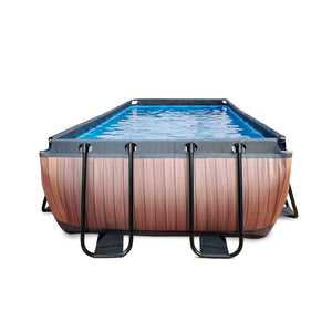 EXIT Wood pool 400x200x100cm, 540x250x100cm with sand filter pump - brown