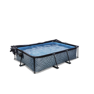 EXIT Stone pool 220x150x65cm, 300x200x65cm with dome and filter pump - grey