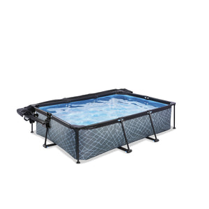 EXIT Stone pool 220x150x65cm, 300x200x65cm with dome, canopy and filter pump - grey