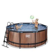 Load image into Gallery viewer, EXIT Wood pool with sand filter pump - brown
