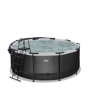 EXIT Black Leather pool with dome and sand filter and heat pump - black