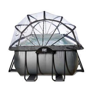 EXIT Black Leather pool 540x250x122cm with dome and sand filter and heat pump - black