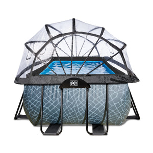 EXIT Stone pool 400x200x100cm, 540x250x100cm with dome and sand filter and heat pump - grey