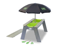 Load image into Gallery viewer, EXIT Aksent sand &amp; water table with parasol and gardening tools
