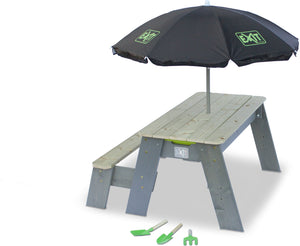 EXIT Aksent sand & water and picnic table (1 bench) with parasol and gardening tools